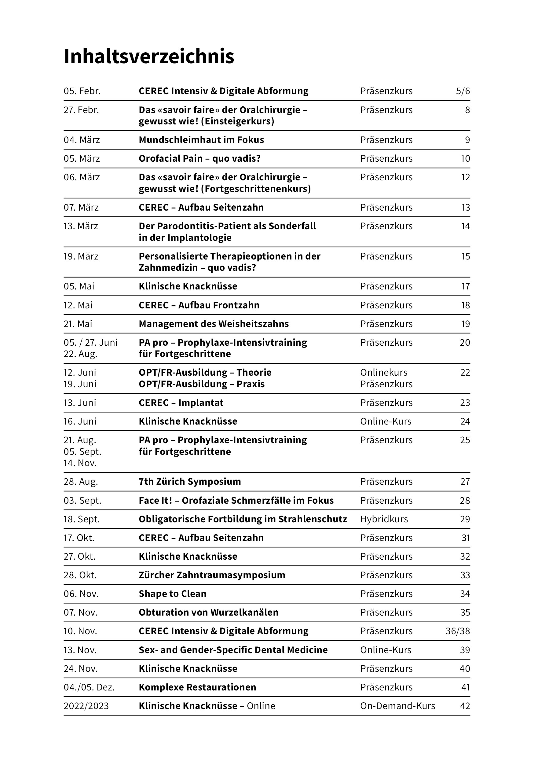 Bild Inhaltsverzeichnis Fortbildungsangebote